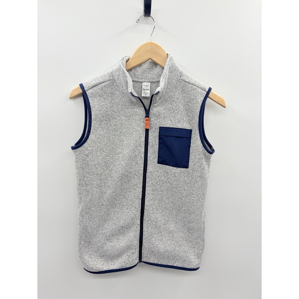 Carters Youth Boys Size 14/14A  Fleece Lined Sweater‎ Knit Zippered Vest in Gray